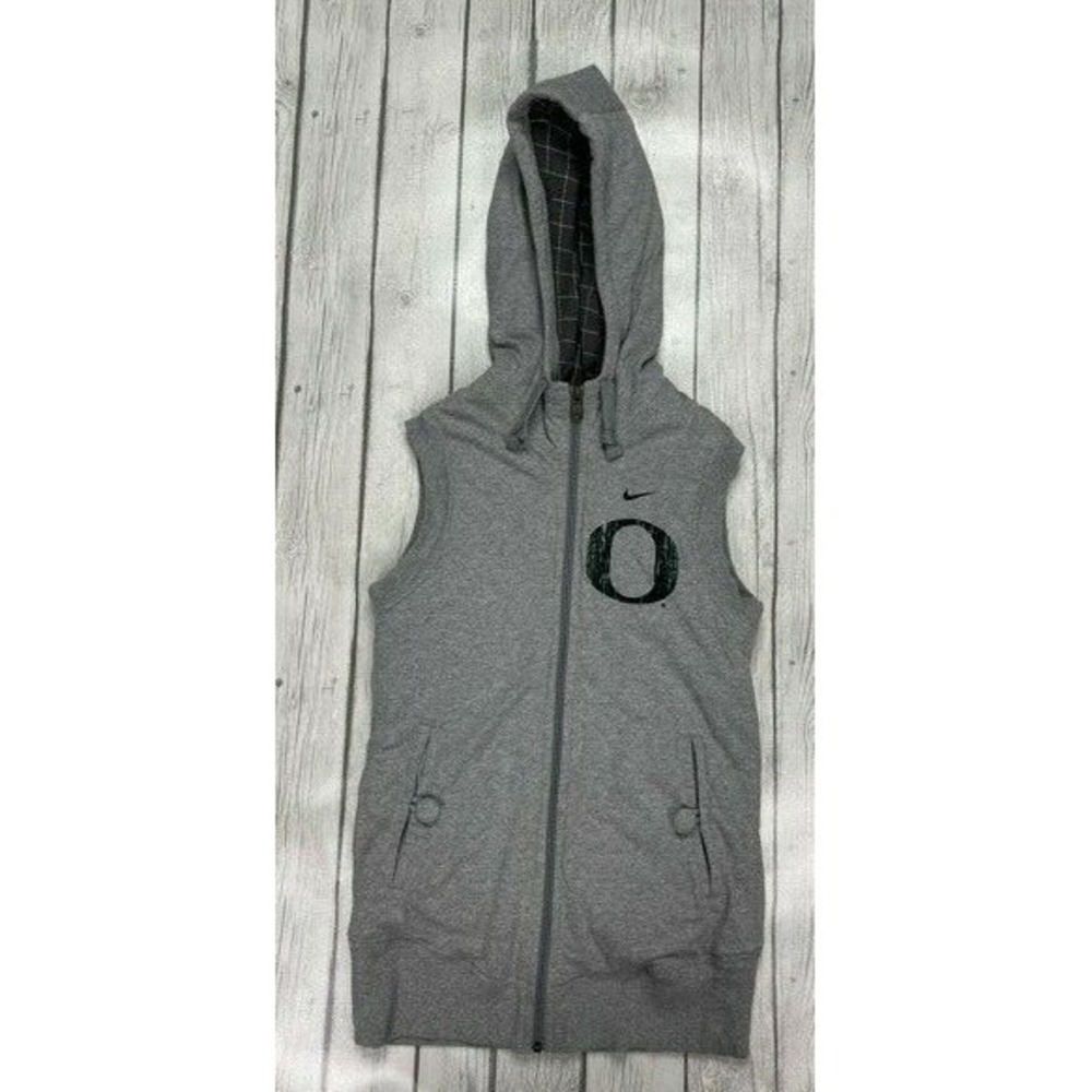Oregon Ducks Nike womens full zip hooded grey sweatshirt vest‎ size small